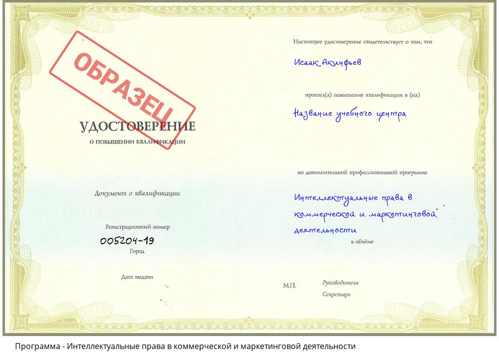 Интеллектуальные права в коммерческой и маркетинговой деятельности Ханты-Мансийск
