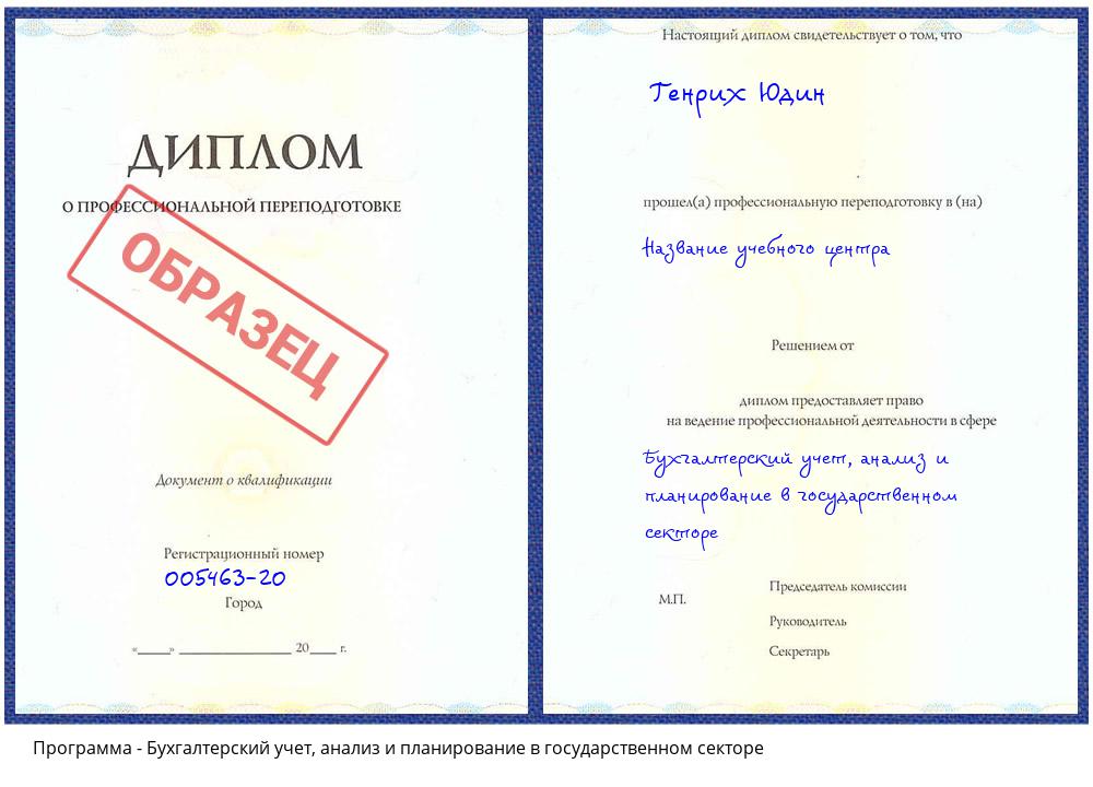 Бухгалтерский учет, анализ и планирование в государственном секторе Ханты-Мансийск