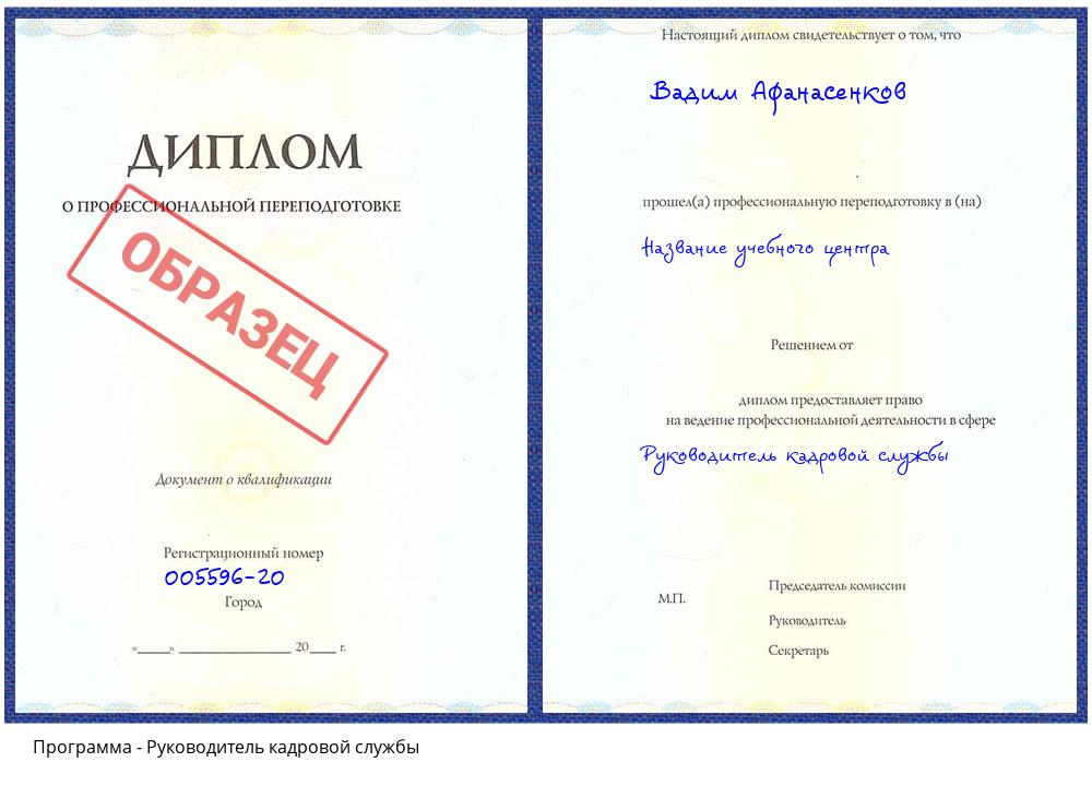 Руководитель кадровой службы Ханты-Мансийск
